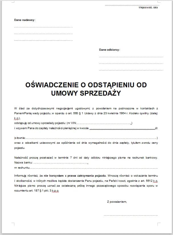 Odstąpienie od umowy kupna samochodu: Kiedy i jak to zrobić?